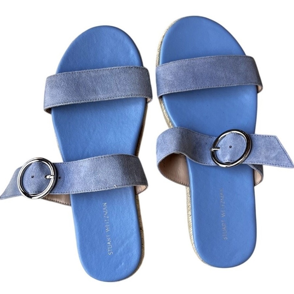 Stuart Weitzman Blue Suede Sandals - Espadrilles - Elegant - Slides – Size 8